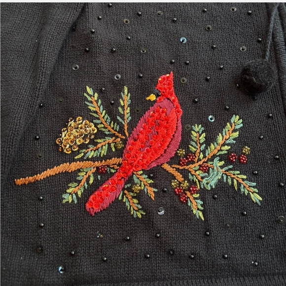 VTG Y2K Holiday Christmas
Cardigan Grandma Sweater Cardinal
Sequins Maximalist - Picture 2 of 7